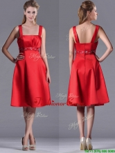 Best Selling Square Beaded Decorated Waist Dama Dress in Knee Length THPD176FOR