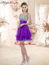 Best Straps Short Purple Dama Dresses with Sequins BMT072-4FOR