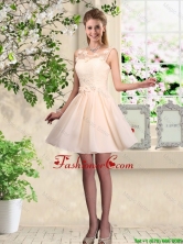Cheap A Line Scoop Champagne Dama Dresses with Appliques BMT044FFOR