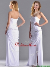 Cheap Beaded and Ruched Decorated Bodice Dama Dress with One Shoulder THPD078FOR