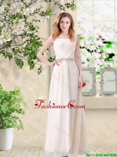 Discount Empire One Shoulder Champagne Dama Dresses with Belt BMT033AFOR