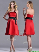 Exclusive Empire Satin Knee Length Dama Dress with Black Bowknot THPD007FOR