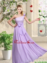 Fashionable One Shoulder Dama Dresses with Hand Made Flowers BMT046FFOR