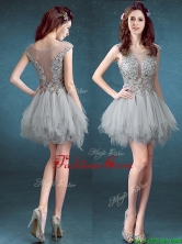 Gorgeous Scoop Appliques and Ruffles Dama Dress in Grey BMT0114-1FOR
