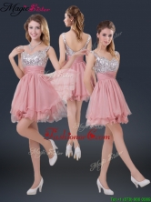 Hot Sale Mini-length  Straps Paillette Dama Dresses for 2016 BMT072BFOR