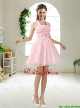 Latest Halter Top Chiffon Dama Dresses with Mini Length BMT051CFOR