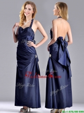 Luxurious Beaded Decorated Halter Top Dama Dress in Navy Blue THPD215FOR