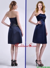 Luxurious Strapless Zipper Up Ruched Dama Dress in Navy Blue THPD315FOR