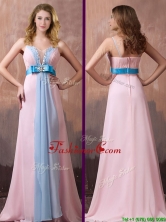 New Style Spaghetti Straps Beaded and Bowknot Dama Dress with Brush Train THPD327FOR