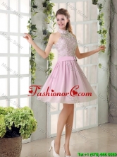 Perfect High Neck Lace Dama Dresses with Belt for 2016 BMT010A-4FOR
