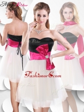 Perfect Short White and Black Dama Dress with Bowknot SWPD001FBFOR  