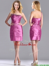 Popular Column Taffeta Dama Dress Beaded Decorated One Shoulder THPD211FOR