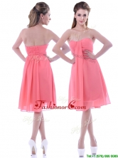 Popular Empire Chiffon Ruched Watermelon DamaDress in Knee Length THPD057FOR
