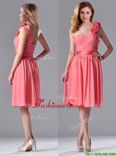 Popular Watermelon Dama Dress with Hand Made Flowers Decorated One Shoulder THPD243FOR