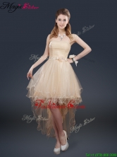 Pretty 2016 High Low Dama Dresses with Belt for Fall BMT065CFOR