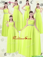 Pretty Empire Floor Length Belt Dama Dresses in Yellow Green for 2016 Spring BMT008-10FOR 