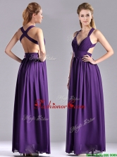 Sexy Purple Criss Cross Dama Dress with Ruched Decorated Bust THPD021FOR