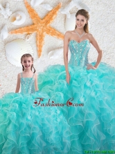 2016 Spring Beautiful Aqua Blue Quinceanera Princesita Dresses with Beading and Ruffles QDDTA75002-LGFOR