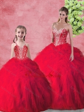 Hot Sale Beading 2016 Macthing Sister Dresses with in Red SJQDDT104002-LG-1FOR