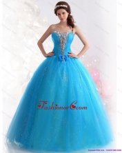2015 Best Blue Quinceanera Dresses with Rhinestones and Bowknot WMDQD009FOR
