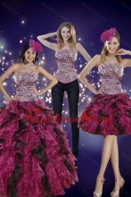 2015 Best Classical Strapless Multi-color Quinceanera Dress with Leopard Print XFNAO019TZA1FOR