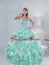 2015 Luxurious Strapless Beading Quinceanera Dresses in Aqual Blue XFNAO5825TZFXFOR