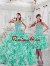 2015 Pretty Sweetheart Quinceanera Dresses in Apple Green with Ruffles and Beading ZY791TZFOR