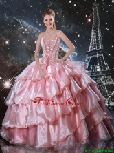 2016 Fall New Style Sweetheart Beaded Quinceanera Gowns in Baby Pink QDDTA102002FOR 
