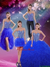 2016 Winter Perfect Sweetheart Beaded and Ruffles Royal Blue Detachable Quinceanera Dresses QDDTA5008-4FOR