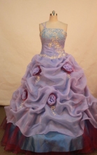 Beautiful ball gown one shoulder floor-length organza appliques quinceanera dresses FA-X-051