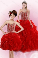 Best 2015 New Style Red Quince Dresses with Beading and Ruffles XFNAO5781TZFOR