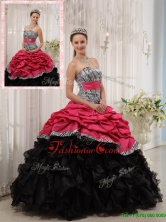 Best Ruffles Sweetheart Quinceanera Gowns in Red and Black QDZY434-2BFOR