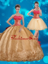 Best Strapless Multi Color Quinceanera Dress with Beading and Embroidery QDZY429TZFOR