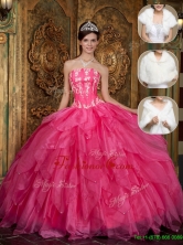 Best Strapless Quinceanera Dresses with Appliques and Ruffles  QDZY003FFOR