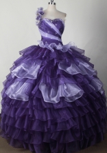 Elegant Ball Gown One Shoulder Neck Floor-length Quinceanera Dress LJ2641