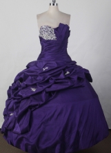 Elegant Ball Gown Strapless Floor-length Dark Purple Quinceanera Dress LJ2670