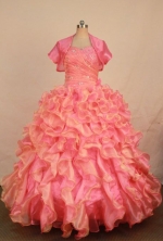 Exclusive Ball Gown Sweetheart Floor-length Orange Organza Beading Quinceanera dress Style FA-L-254