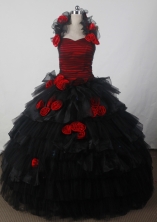 Fashionable Ball Gown Halter Floor-length Black Quincenera Dresses TD260027