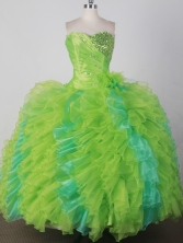 Fashionable Ball Gown Sweetheart Floor-length Green Quincenera Dresses TD260040
