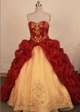 Gorgeous ball gown sweetheart-neck chapel organza beading quinceanera dresses FA-X-157