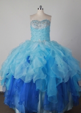 Low Price Ball Gown Strapless Floor-length Blue Quinceanera Dress X0426017
