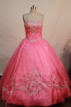Luxurious ball gown strapless floor-length embroidery with beading pink quinceanera dresses FA-X-53