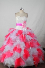 Perfect Ball Gown Sweetheart Neck Floor-Length Pink Beading Quinceanera Dresses Style FA-S-405