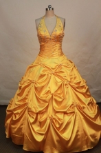 Perfect Ball gown Halter top neck Floor-length Quinceanera Dresses Style FA-W-171