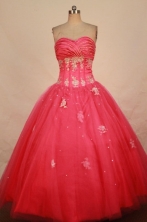 Popular Ball Gown Sweetheart Floor-length Red Appliques Quinceanera dress Style FA-L-400