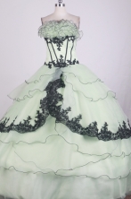 Romantic Ball Gown Strapless Floor-length Apple Green Quinceanera Dress X0426049