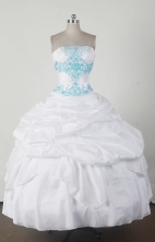 Simple Ball Gown Strapless Floor-length White Quincenera Dresses TD260044 