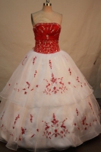 Wonderful ball gown strapless floor-length embroidery with beading white quinceanera dresses FA-X-01