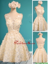 2016 Best Scoop Champagne Short Prom Dress with Appliques and Belt BMT099FOR