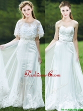2016 Cheap A Line Applique White Prom Dress with Brush Train BMT0178FOR